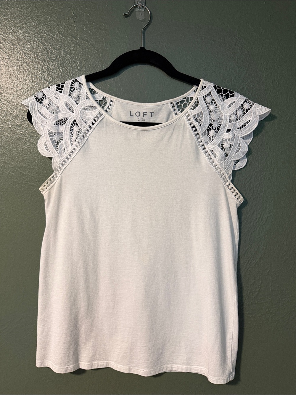 LOFT White Lace Sleeve Tank Top